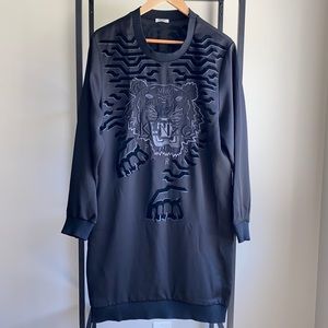 Kenzo Paris Black Embroidered Tiger Dress